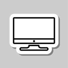 Monitor simple icon vector. Flat desing. Sticker with shadow on gray background.ai