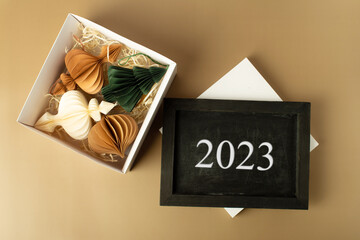 new year and christmas 2023. text new year 2023