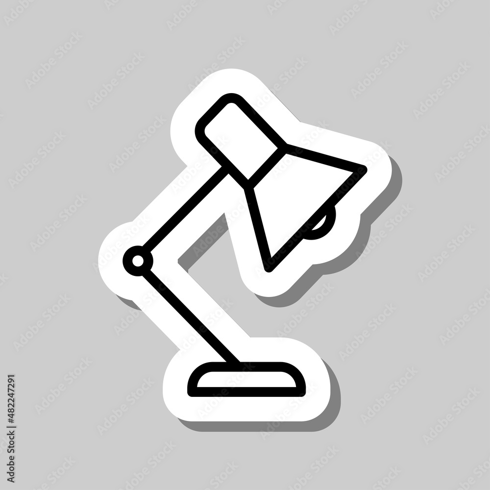 Poster table lamp simple icon vector. flat desing. sticker with shadow on gray background.ai