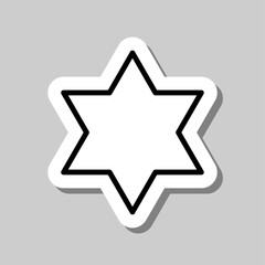 Shield of David simple icon vector. Flat desing. Sticker with shadow on gray background.ai