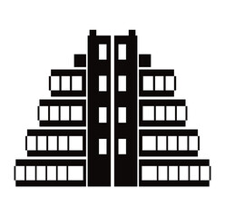 Black silhouette single skyscraper construction building for design
