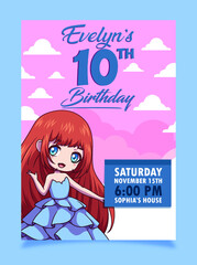 princess invitation party brithday  girl