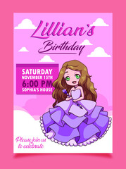 princess invitation party brithday  girl