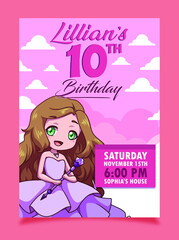 princess invitation party brithday  girl