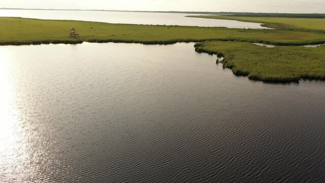 river by drone, Kolkheti National Park, Georgia