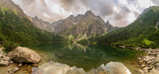 Tatra National Park, Poland. Panorama of mountains lake Morskie Oko Or Eye of the Sea In autumn. Beautiful Tatras Landscape. © Arpan