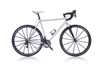 Mock-up Carbon Cycle Cross Fahrrad weiß auf weißem Hintergrund mit Spiegelung