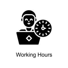 Working Hours vector Solid icon for web isolated on white background EPS 10 file