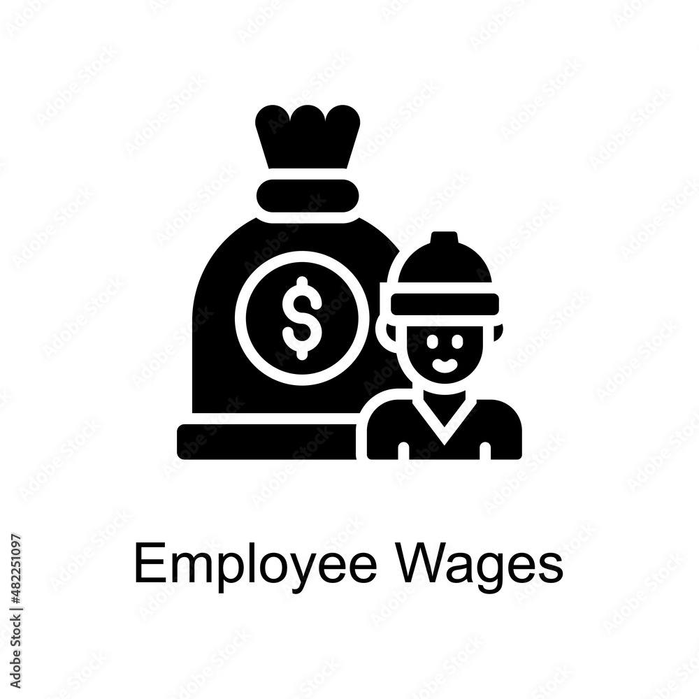Poster employee wages vector solid icon for web isolated on white background eps 10 file