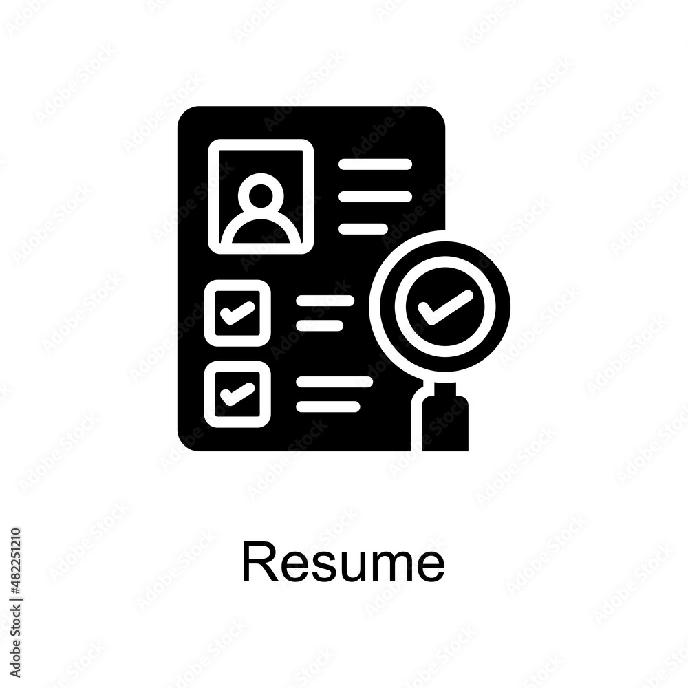 Poster resume vector solid icon for web isolated on white background eps 10 file