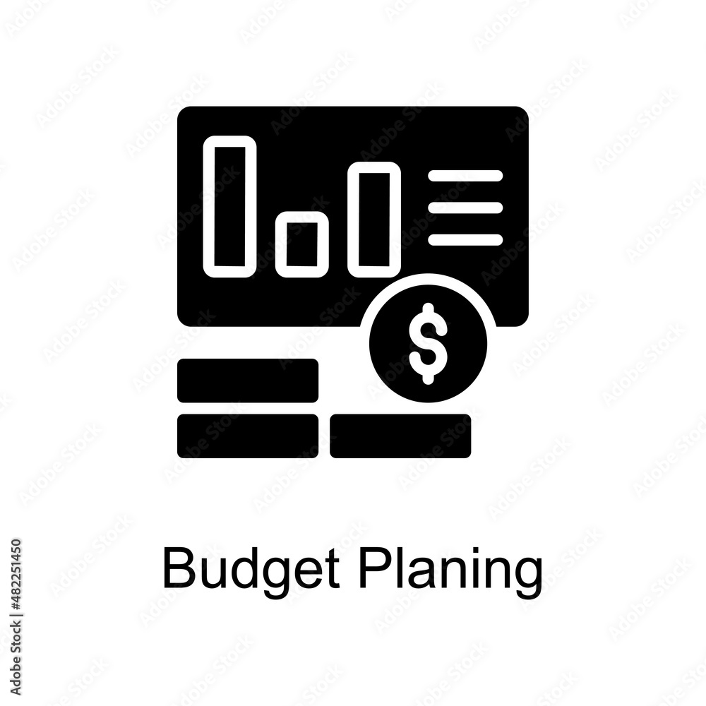 Poster budget planning vector solid icon for web isolated on white background eps 10 file