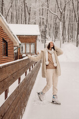 Young Asian woman in winter location with snow