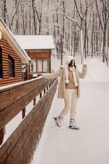 Young Asian woman in winter location with snow