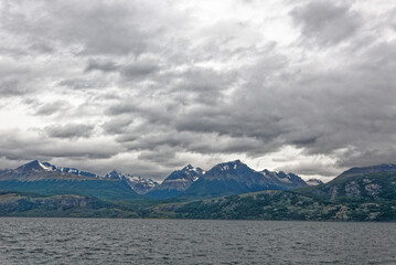 Fototapeta na wymiar Mount Martial from Beagle Channel - Tierra del Fuego - Argentina
