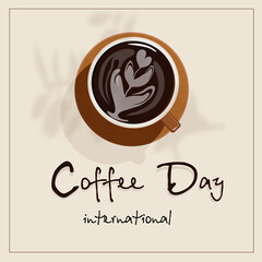 Realistic coffee time background with coffee cup