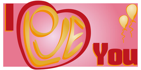 Obraz premium I love you banner for valentines day background template with heart shaped illustration. Vector illustration