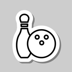Bowling simple icon vector. Flat desing. Sticker with shadow on gray background.ai