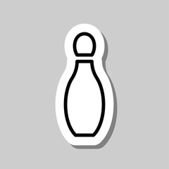 Bowling skittle simple icon. Flat desing. Sticker with shadow on gray background.ai