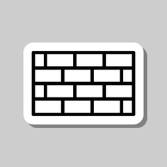 Bricks, wall simple icon. Flat desing. Sticker with shadow on gray background.ai