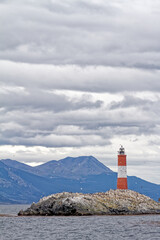 Les Eclaireurs Light House on rocky island on the Beagle Channel - Argentina