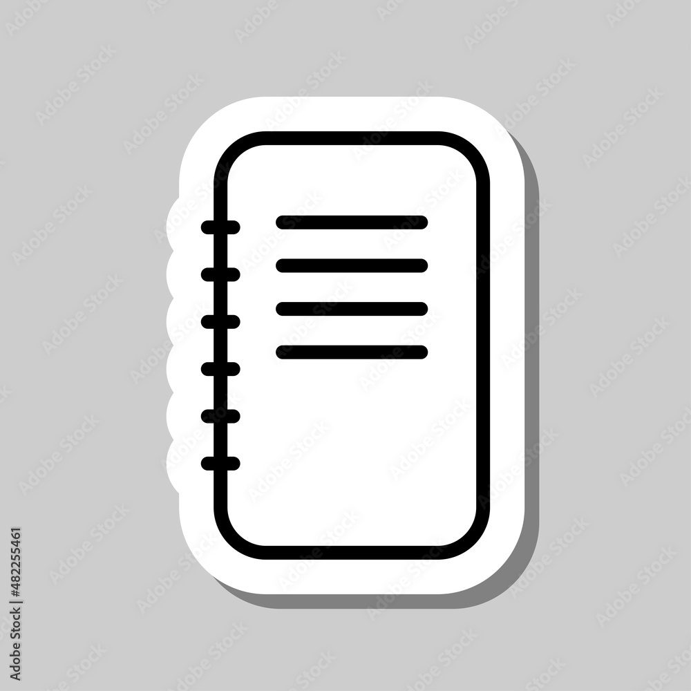 Poster notepad simple icon vector. flat desing. sticker with shadow on gray background.ai