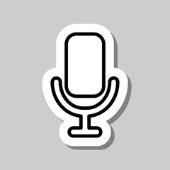Microphone simple icon vector. Flat desing. Sticker with shadow on gray background.ai