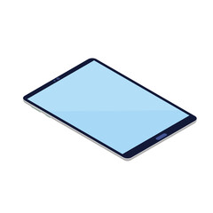 Electronic tablet isometric illustration isolated on white background.
