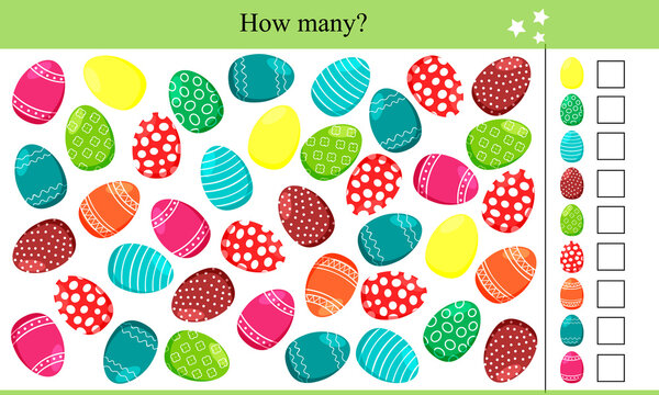 How many easter eggs? Educational game for children. Vector illustration