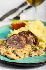 pork fillet with mushroom sauce