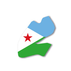 Djibouti national flag in a shape of country map