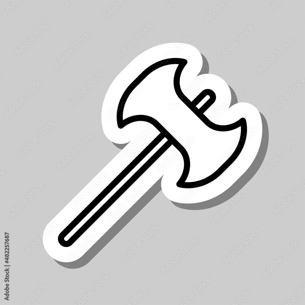 Poster axe simple icon vector. flat desing. sticker with shadow on gray background.ai