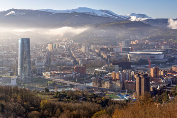 View of city of Bilbao in a winter day, Basque Country, Spain.