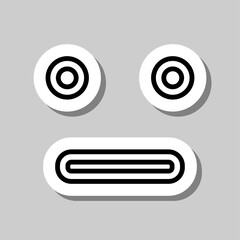 Face simple icon. Flat desing. Sticker with shadow on gray background.ai