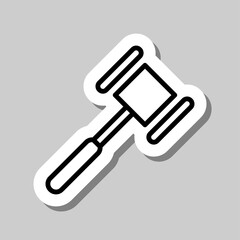 Hammer simple icon. Flat desing. Sticker with shadow on gray background.ai