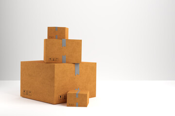 cardboard boxes for delivery on a white background. 3d render