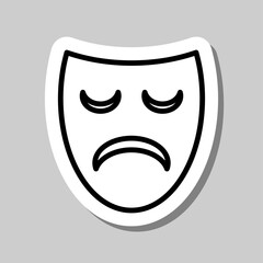 Mask simple vector icon. Flat desing. Sticker with shadow on gray background.ai