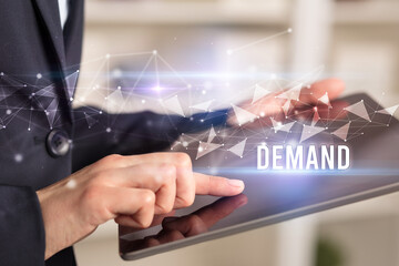 Close up hands using tablet