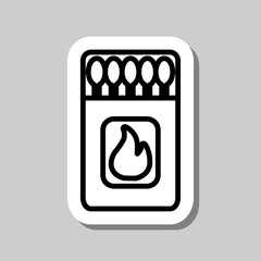 Matches simple icon. Flat desing. Sticker with shadow on gray background.ai