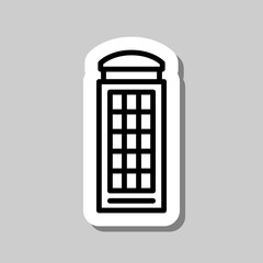 Phone booth simple icon. Flat desing. Sticker with shadow on gray background.ai