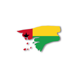 Guinea-Bissau national flag in a shape of country map