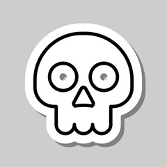 Skull simple icon. Flat desing. Sticker with shadow on gray background.ai