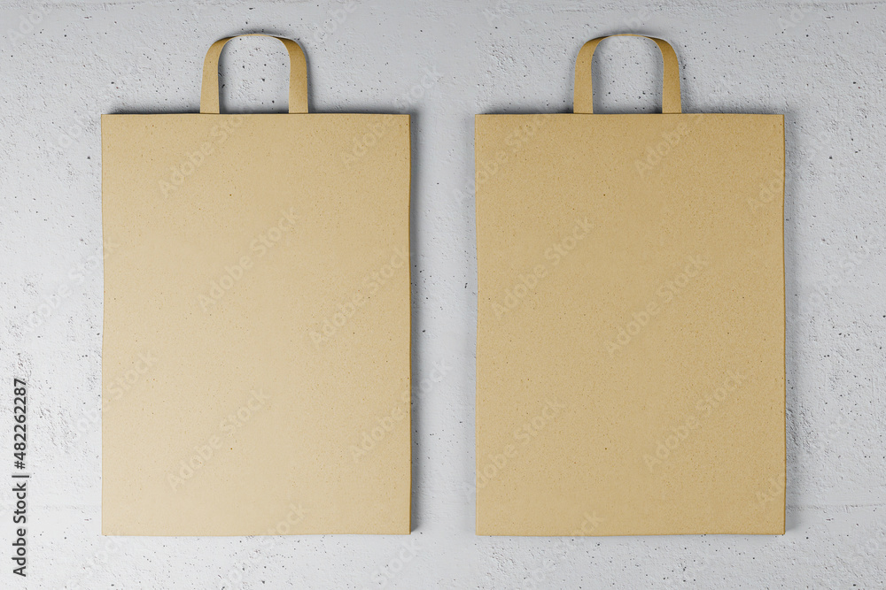 Poster blank paper bag on white background. mock up place for your advertisement or logo. 3d rendering.