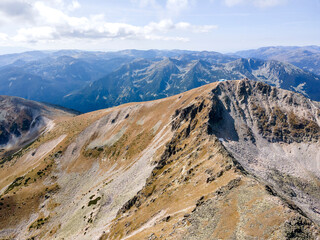 Aerial view of Rila mountain near Musala peak, Bulgaria