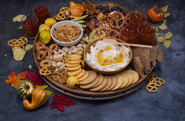 Soup, dips, crackers bruch or lunch board