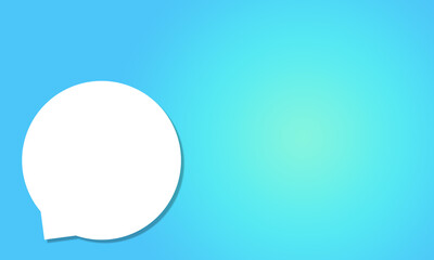 blue gradient background with bubble chat in the bottom corner