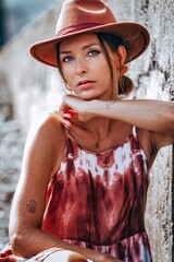 portrait of a girl in a cowboy hat