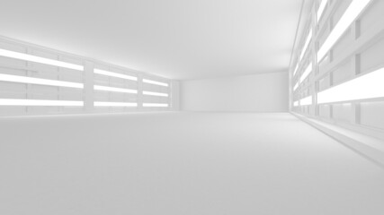 Illuminated corridor interior design. Empty Room Interior Background