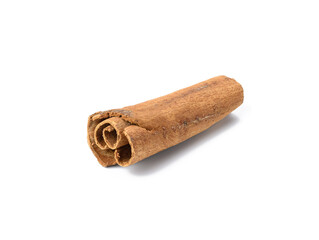 dry brown cinnamon stick isolated on white background, spice
