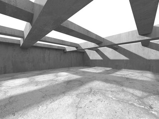 Dark Concrete Wall Architecture. Empty Room