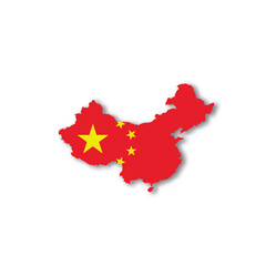 China national flag in a shape of country map